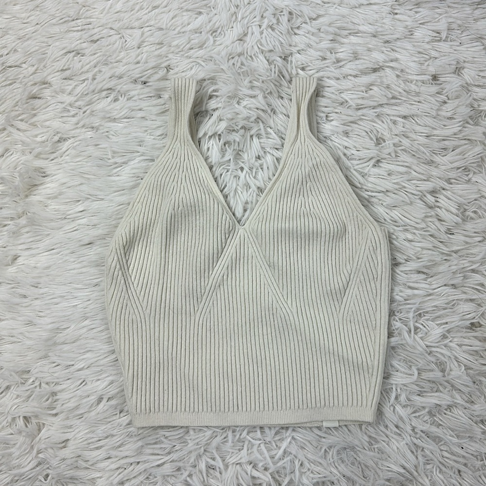 Lululemon Ribbed Knit Cropped Tank Top Lemon Sorbet